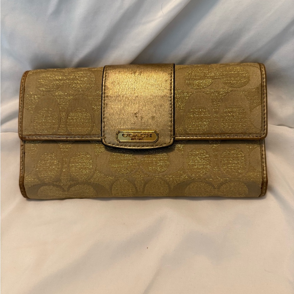 COACH Gold Monogram Signature Luxury Wallet